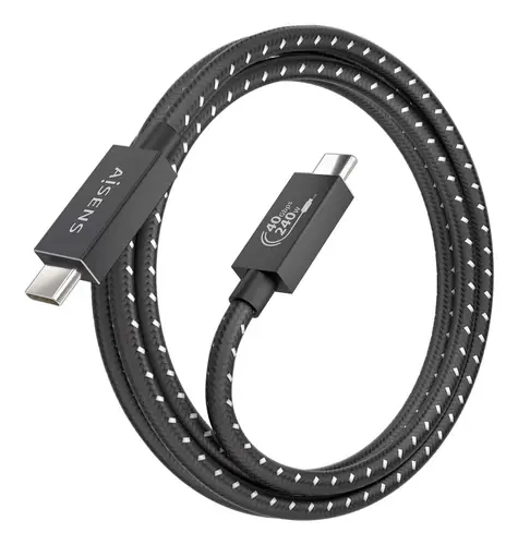 Cable USB4 Gen3x2 Aluminio 40Gbps 8K@60Hz 5A 48V 240W E-Mark, Tipo USB-C/M-USB-C/M, Negro, 1.5m - Imagen 2