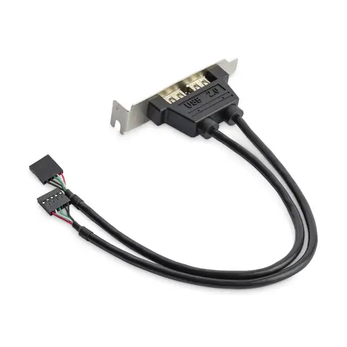 Cabezal Bracket Perfil Bajo de 2 puertos USB 2.0 con conexión a Placa Base 2x IDC5 - Low Profile - Imagen 1