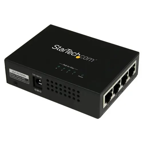 Inyector de Alimentación PoE Power over Ethernet Midspan 4 Puertos Gigabit RJ45 de Pared - 802.3 at af - Imagen 1