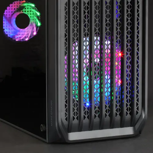 MC-S2, Caja PC Compacta Gaming Micro-ATX, 2 Ventiladores FRGB Raibow con Rejilla Frontal, Ventana Lateral Completa, Negro - Imagen 3