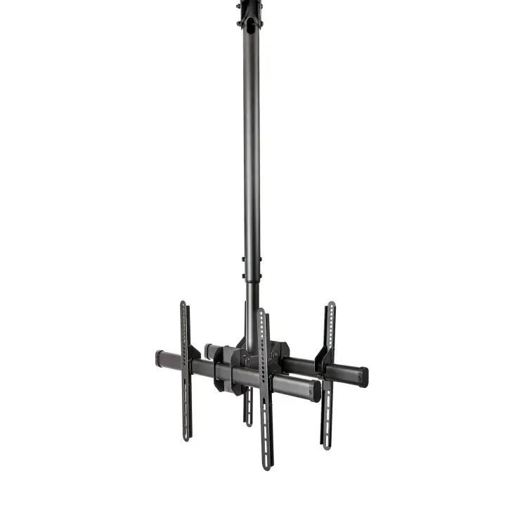 Soporte de Techo para 2 TV - Soporte de Cielo Raso para 2 TV de Espalda a Espalda con Mástil Telescópico Ajustable - Giro Inclinación y Rotación - Soporte VESA para Pantallas de 32" a 75"