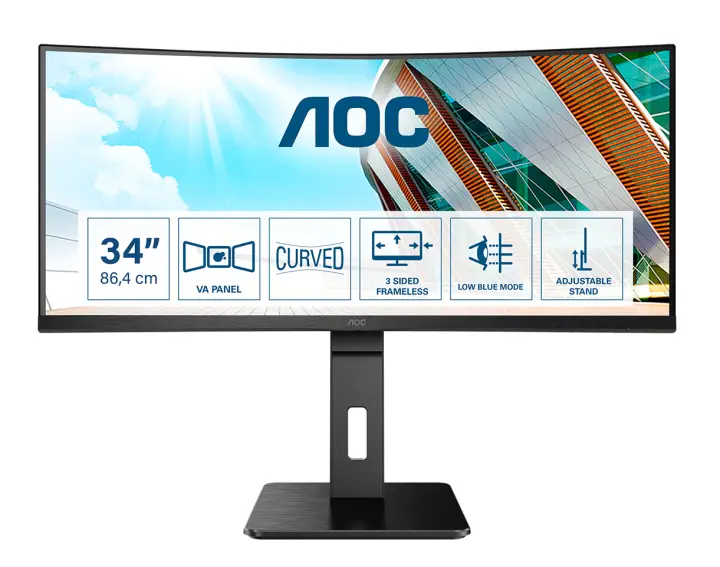 P2 CU34P2A LED display 86,4 cm (34") 3440 x 1440 Pixeles Quad HD Negro