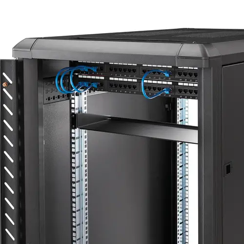 Bandeja Estante Fijo Voladizo Universal 1U de 19" Pulgadas para Rack Armario de Servidores - en Acero - Capacidad de 15kg - 7" (180mm) de Profundidad - Negro - Imagen 5