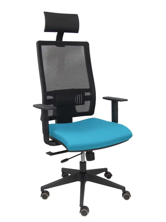 Silla Horna traslack bali azul brazos regulables ruedas parqué y cabecero