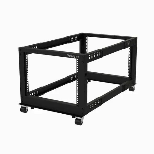 Rack 8U Móvil de Marco Abierto de 4 Columnas para Servidores - Rack de 19 Pulgadas para Equipo de Red e Informático - Rack Compacto con Ruedas o Patas Niveladoras - Imagen 1