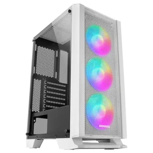 MC-C, Caja PC ATX, Panel Frontal Metal-Mesh, Cristal Templado, 3 Ventiladores Frontales FRGB 120mm, Blanco - Imagen 1