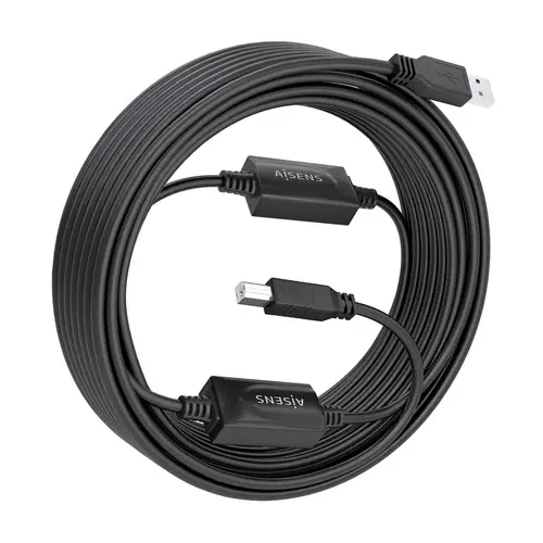 Cable USB 2.0 con Amplificador, Tipo A/M-B/M, Negro, 15m - Imagen 2