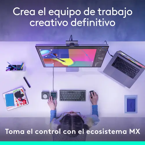 MX Creative Console, keypad programable con 9 teclas LCD personalizables y dial de control para diseño gráfico, edición de vídeo, fotografía, uso con Adobe, Zoom, Spotify, etc. Color Grafito - Imagen 9