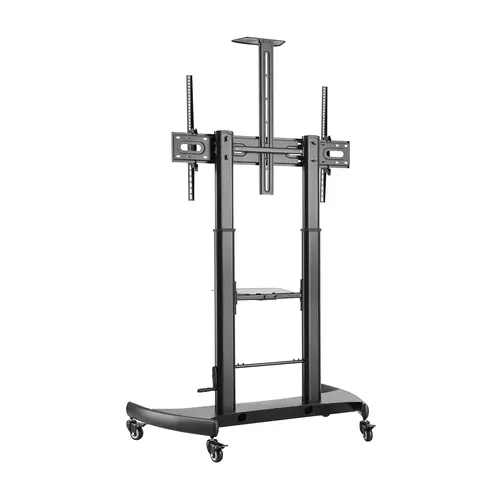 Soporte de Suelo ECO con Ruedas y Manivela, Bandeja para DVD y Soporte de Cámara para Monitor/TV 100Kg de 60-100, Negro - Imagen 2