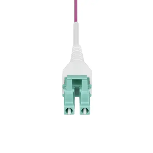 Cable de Fibra Óptica Multimodo OM4 LC a LC UPC de 10m - 50/125µm - 40G/100G - Violeta Érica - LOMMF/VCSE - Cable Uniboot de Fibra - Clasificación Riser OFNR - Imagen 4