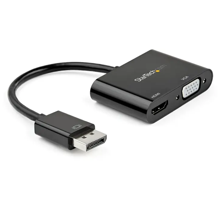Adaptador DisplayPort a HDMI VGA - Dongle Convertidor DisplayPort 1.2 HBR2 a HDMI 2.0 (4K 60Hz) o VGA 1080p - Adaptador DP a Monitor HDMI o VGA - Adaptador de Vídeo Digital