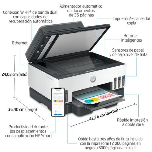 Smart Tank 7305 Inalámbrico All-in-One Color Impresora, Impresión a doble cara  Copiadora y escáner - Imagen 7