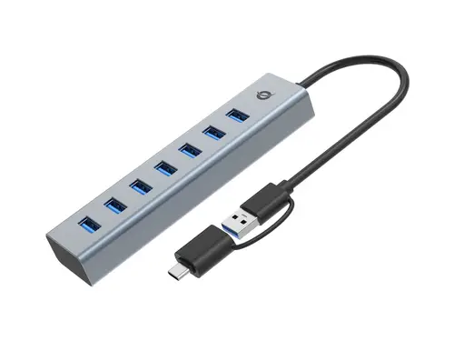 HUBBIES21G hub de interfaz USB 3.2 Gen 1 (3.1 Gen 1) Type-A 5000 Mbit/s Gris - Imagen 1