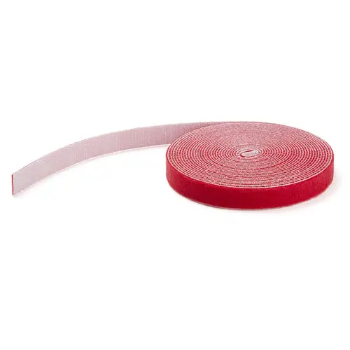 Bobina de 7,6m de Gancho y Bucle - Tiras Reutilizables de Gancho y Bucle - Cinta Sujetacables - Envolturas Ajustables de Tela para Gestión de Cableado - Rojo - Imagen 1
