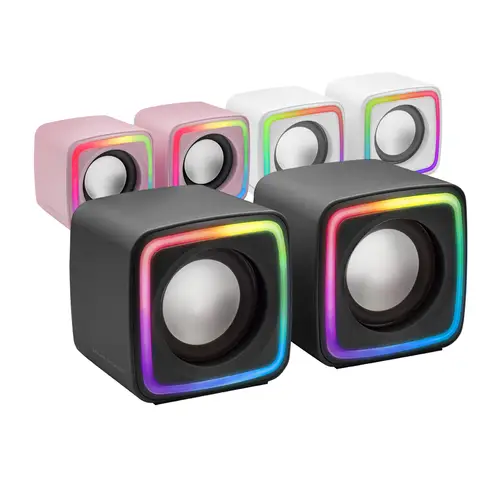 MSCUBE Negro, Altavoces Gaming RGB Compactos, Procesador Sonido DSP 8W, Control Volumen - Imagen 5