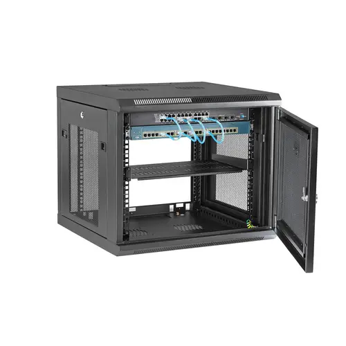 Armario Rack de Pared para Servidores 9U 19"4 Columnas y Estante 1U - Rack de Servidores de Montaje en Pared - Rack Ventilado para Equipo de Red - Imagen 4
