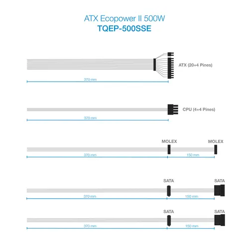 TQEP-500SSE unidad de fuente de alimentación 500 W 24-pin ATX ATX Plata - Imagen 6