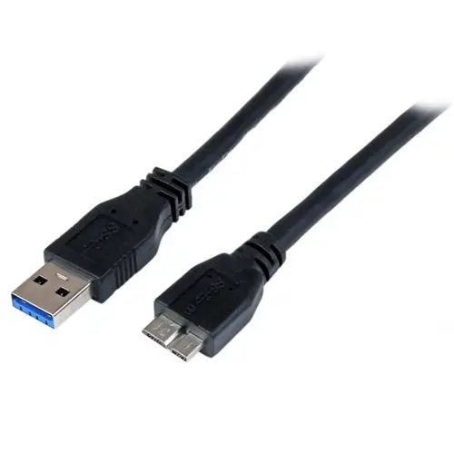 Cable Certificado 1m USB 3.0 Super Speed SS Micro USB B Macho a USB A Macho Adaptador - Negro - Imagen 1