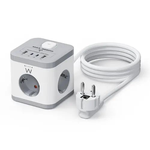 EW3863 base múltiple 1,5 m 3 salidas AC Interior Gris, Blanco - Imagen 1