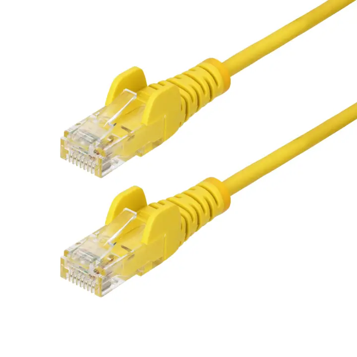 Cable de Red Ethernet CAT6 Delgado sin Enganches Amarillo de 10m - Cable RJ45 Snagless Slim de 28AWG - Alambre de Cobre Puro - PoE 100W - con Alivios de Tensión - LSZH - Probado con Fluke