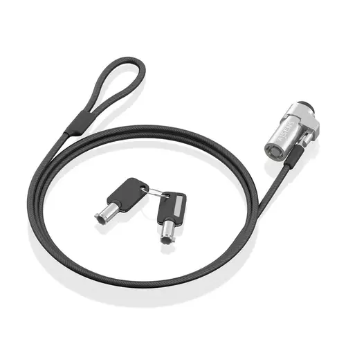 Cable de Seguridad tipo NANO con cerradura de llave para ordenador, monitor, portátil 1.5m - Imagen 2