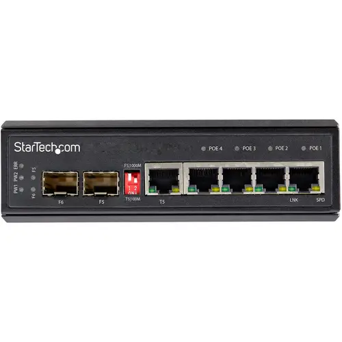 Switch Conmutador Industrial Ethernet Gigabit 6 Puertos - 4x RJ45 PoE - 2 Ranuras SFP PoE+ de 30W 12-48VDC DIN (IES1G52UP12V) - Imagen 3