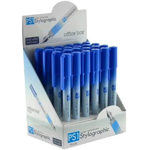 OFFICE BOX PLUMA ESTILOGRÁFICA PS1 DESECHABLE TINTA AZUL EXPOSITOR 24 UD