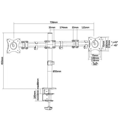 Soporte articulado de sobremesa para dos monitores de 13"-27 - Imagen 5