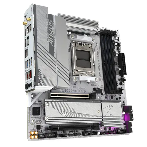 B650M AORUS ELITE AX ICE Placa base - AMD Ryzen serie 9000, VRM de 12+2+2 fases, hasta 8000 MHz DDR5 (OC), 1xPCIe 5.0 + 1xPCIe 4.0 M.2, LAN 2,5 GbE, WIFI 6E, USB 3.2 Gen 2x2 - Imagen 3