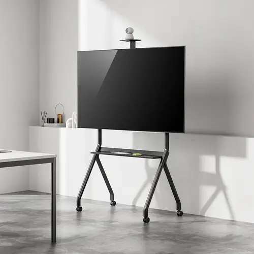 Soporte de Suelo Pro Con Rueda, 1 Bandeja Y Soporte de Camara Para Pantalla Interactiva/TV 120kg de 55"-100", Negro - Imagen 5