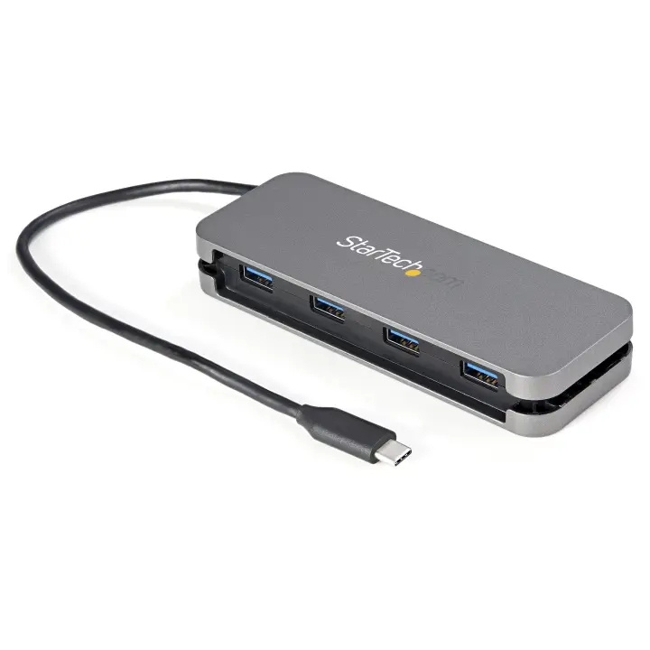 Hub Ladrón USB C de 4 Puertos - 4x USB-A - Concentrador USB 3.0 Tipo C de 5Gbps (USB 3.2 Gen 1) - Hub Portátil USB-C a USB-A - con Cable de 28,5cm con Gestión de Cableado (HB30CM4AB)
