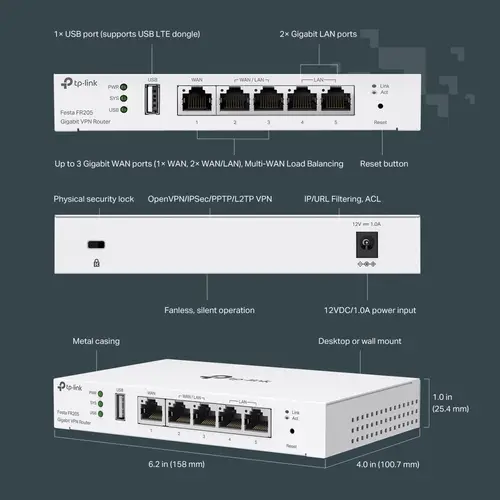 Festa FR205 router 10 Gigabit Ethernet, 100 Gigabit Ethernet, Gigabit Ethernet Blanco - Imagen 8