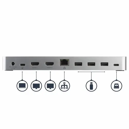 Docking Station USB C para 2 Monitores - PD de 60 W para Portátil Windows - Replicador de Puertos USB Tipo C a HDMI/DVI - USB 3.1 Gen 1 Tipo C Compatible con Thunderbolt 3 - Imagen 5