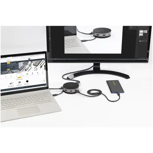 Adaptador Multipuertos USB-C - Docking Station USB 3.1 Gen 2 Tipo C con Vídeo HDMI, DisplayPort de 4K a 60Hz o VGA de 1080p - PD de 75W - Hub Ladrón USB de 3 Puertos - Replicador de Puertos Móvil - Imagen 4