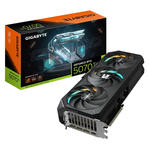 GeForce RTX 5070 Ti GAMING OC 16G Tarjeta Gráfica - 16GB GDDR7, 256 bits, PCI-E 5.0, 2588 MHz Core Clock, 3 x DP 2.1a, 1 x HDMI 2.1b, NVIDIA DLSS 4, GV-N507TGAMING OC-16GD - Imagen 1
