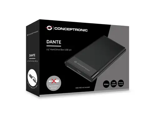 DANTE06B caja para disco duro externo Carcasa de disco duro/SSD Negro 2.5" - Imagen 6