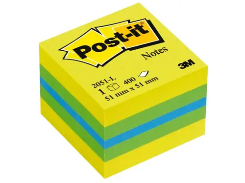 Post-it 2051L nota autoadhesiva Plaza Azul, Verde, Turquesa, Amarillo 400 hojas Autoadhesivo - Imagen 2