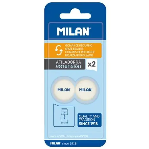 MILAN GOMA DE BORRAR RECAMBIO AFILABORRA BLÍSTER 2U BLANCO