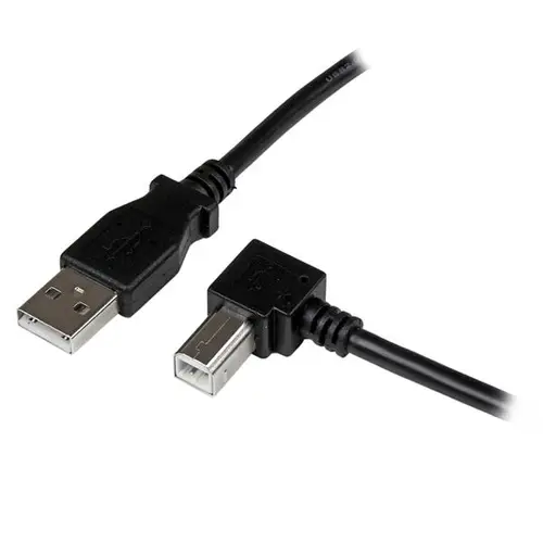 Cable Adaptador USB 1m para Impresora Acodado - 1x USB A Macho - 1x USB B Macho en Ángulo Derecho - Imagen 1