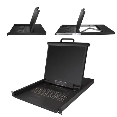 Consola KVM de 8 puertos para Montaje en Rack - Teclado QWERTY - con Cables de 1,8m - Conmutador KVM con Monitor LCD de 19" - Switch KVM LCD 1U OSD - 50.000 MTBF - USB + VGA - Imagen 2