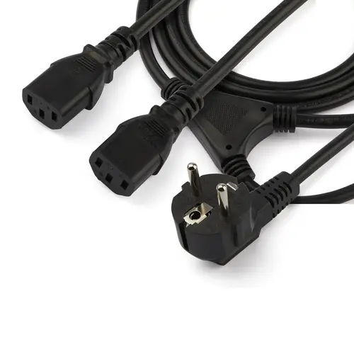 Cable de 2m de Alimentación en Y para Ordenador, 18AWG, EU Schuko a 2x C13, 10A 250V, Cable de Alimentación de CA de Repuesto, para Impresora, para Monitor, UL - Imagen 4