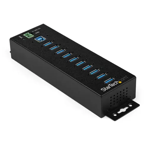 Hub Concentrador Ladrón USB de 10 Puertos con Adaptador de Corriente - con Protección contra Descargas de 350W - Hub Industrial USB 3.0 de Montaje en Pared Carril DIN o Mesa - USB 3.2 Gen 1 (5Gbps) - Imagen 1