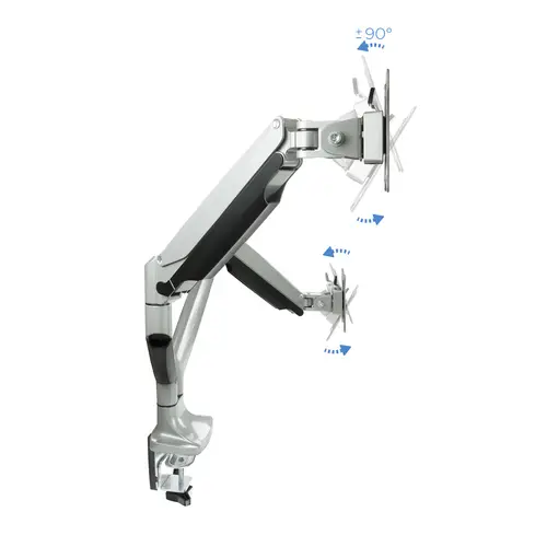 Soporte de Mesa Giratorio e Inclinable para 2 Pantallas (Monitor / TV Plasma / LCD / LED) 13  32, de Dos Brazos, Plata - Imagen 6