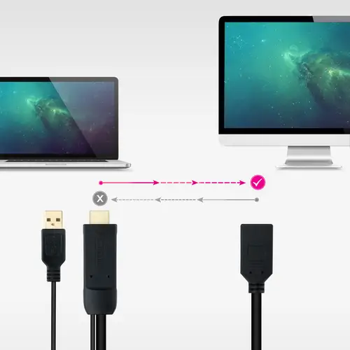 Conversor HDMI 2.0 a DisplayPort V1.2 Negro, 20 cm - Imagen 4