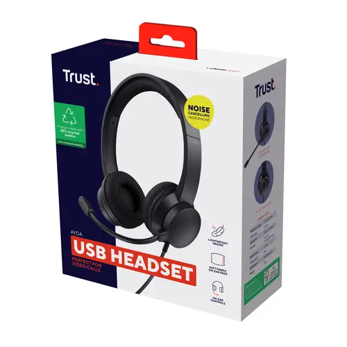 Ayda Auriculares Alámbrico Diadema Llamadas/Música USB tipo A Negro - Imagen 6