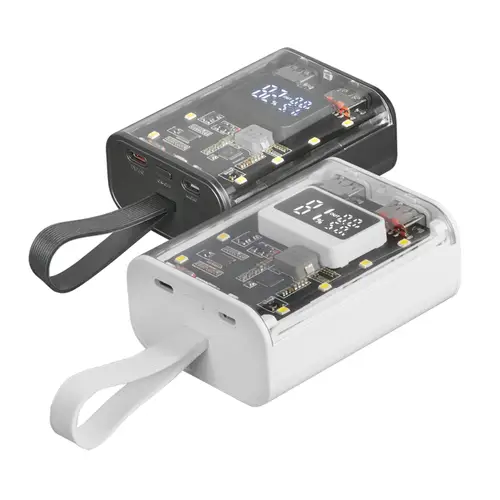 MPK-10K, Power Bank Compacta 22.5W, Carga Rápida QC3.0 & PD3.0 10000mAh, Monitorización Inteligente de Batería con Carga Múltiple, Cordón + Linterna LED, Conectividad Universal, Blanco - Imagen 2