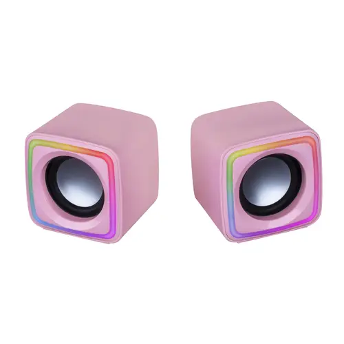 MSCUBEP Rosa, Altavoces Gaming RGB Compactos, Procesador Sonido DSP 8W, Control Volumen - Imagen 3