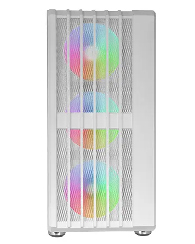 MC-VAULT, Caja Gaming ATX, 4x Ventiladores ARGB 120mm, Panel Frontal Mesh con Diseño Vertical, Ventana Lateral Cristal Templado, 3x Slots PCI Verticales, Semitorre PC Profesional, Blanco - Imagen 1