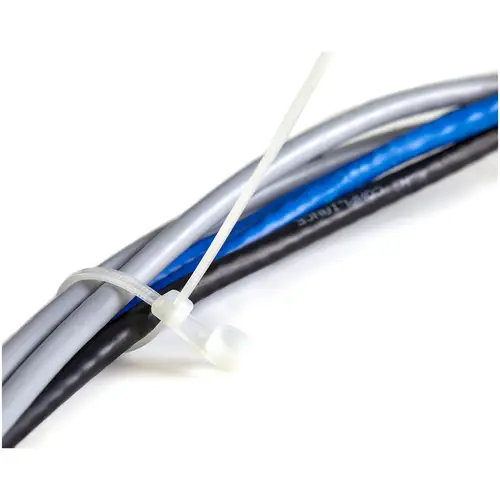 Bridas sujetacables de 20cm con perforación de montaje - 4 mm de ancho, para grupo de cables de 52 mm, soportan 22 kg de tensión, de Nylon 66, UL, paquete de 100 - Imagen 3