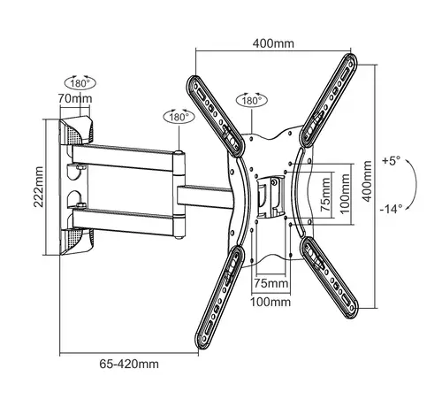 Soporte de pared articulado para TV de 23"-55 - Imagen 4